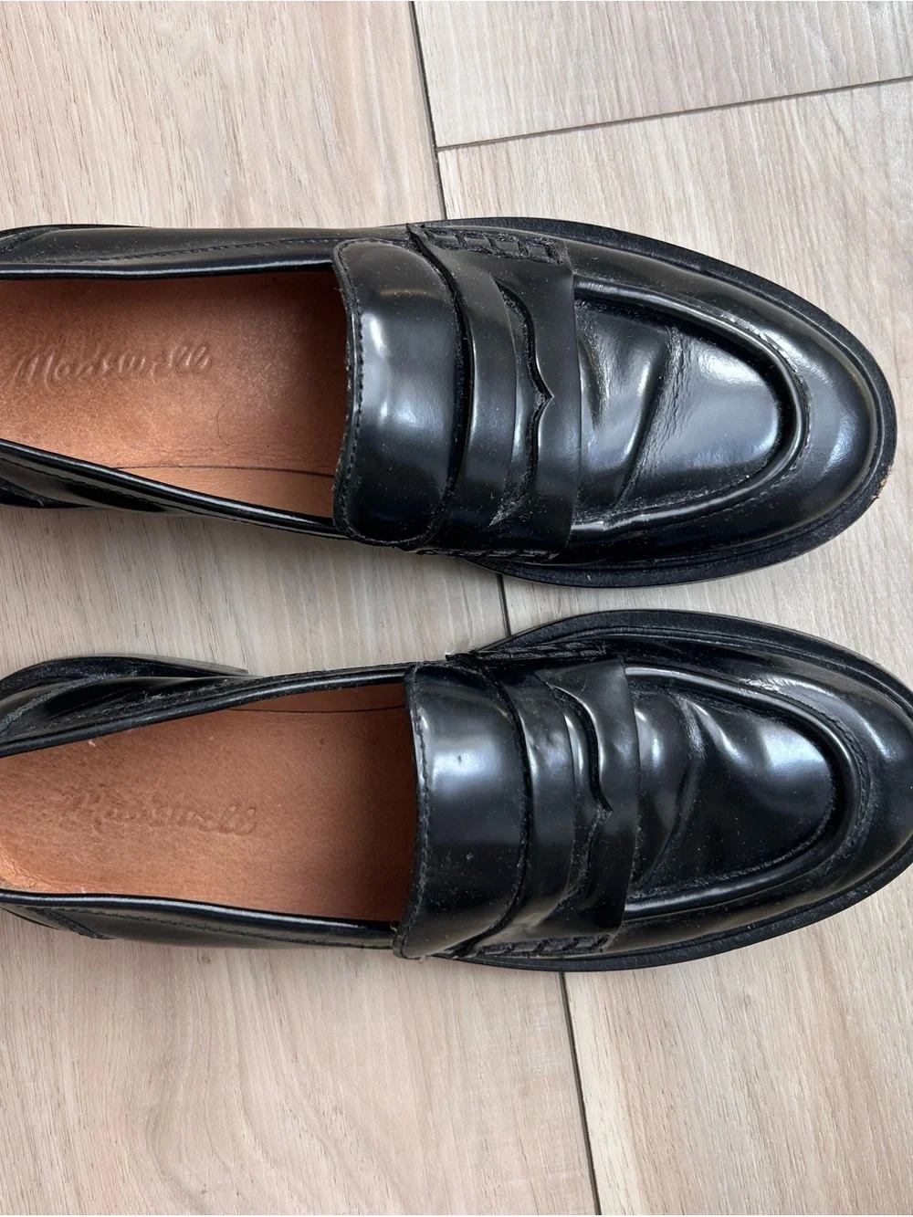 Madewell Black Leather Penny Loafers